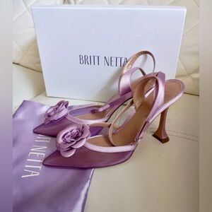 Britt Netta Coco Lilac Mash Satin Ankle Strap Sandal Stilettos size 36